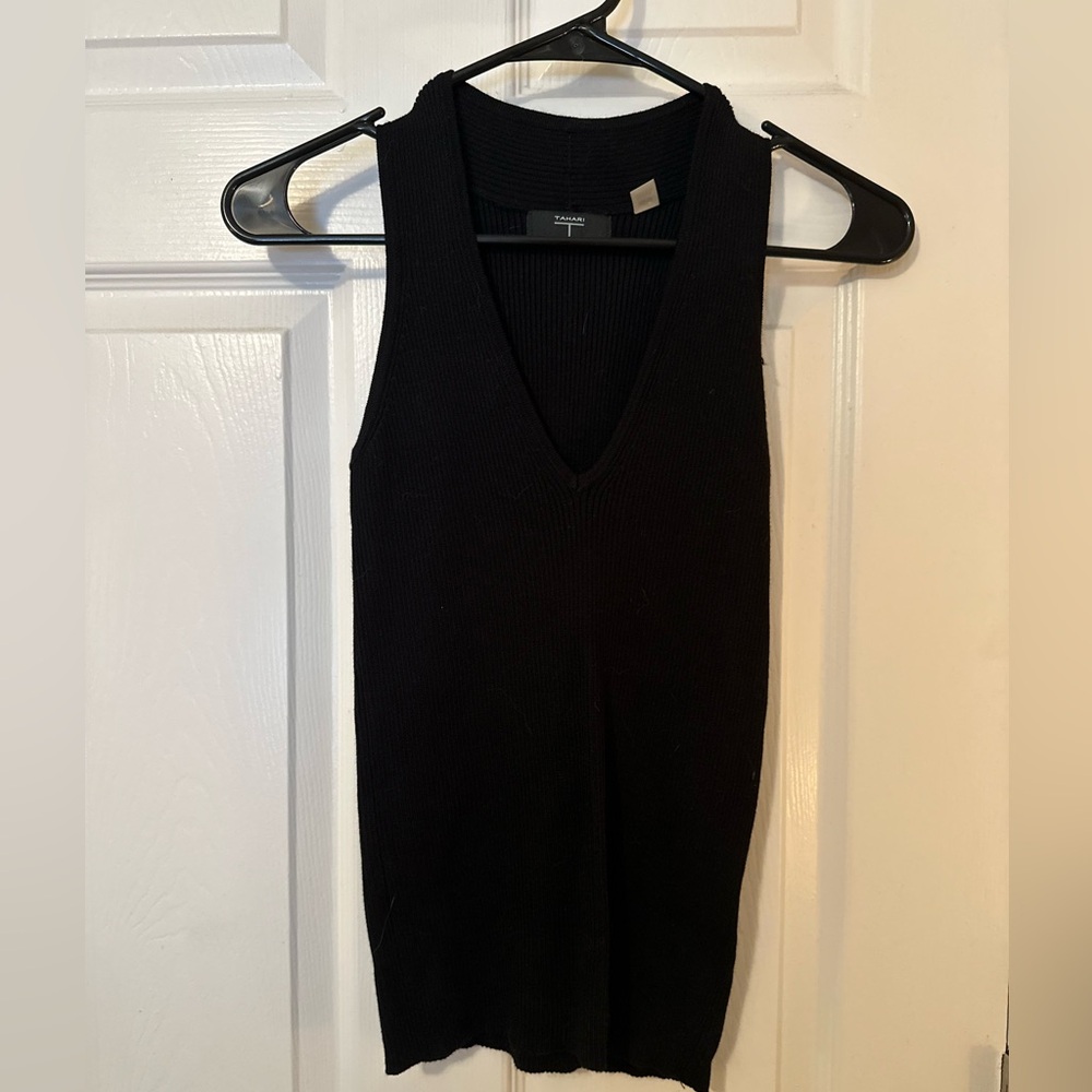 PRICE DROP Tahari Black V-Neck Sweater Tank Top